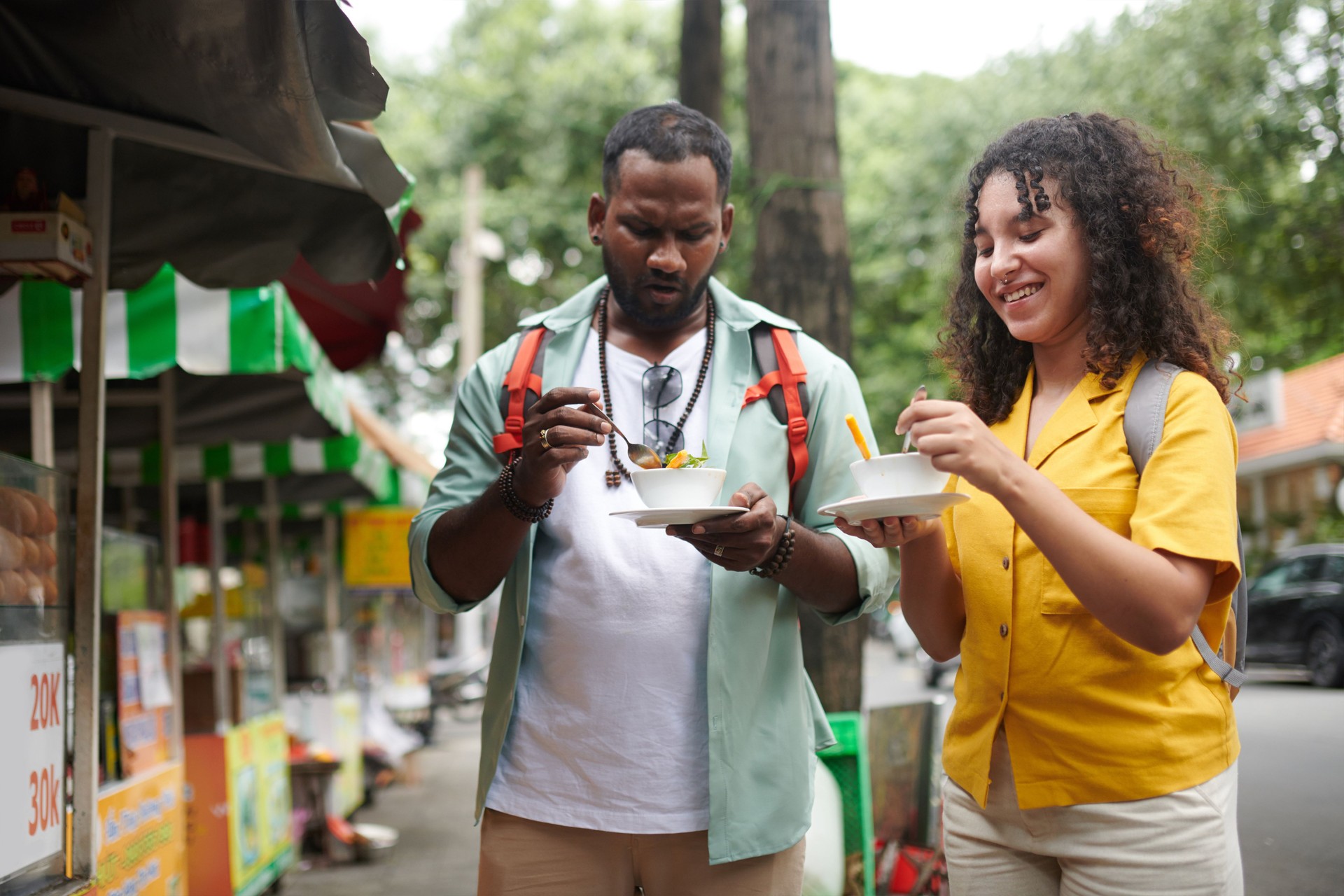 Eating street food during excursion